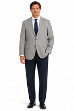 Jos A Bank Classic Wool Blend 2 Button Suit Jacket Blazer Gray Blue Plaid 42 R