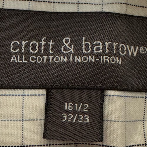 Croft & Barrow white navy plaid long sleeve button-down shirt size 16 1/2 b43 - Picture 3 of 6