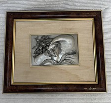 Le Etains Du Prince 3D Pewter Parisan Lady Sculptured Plaque Framed