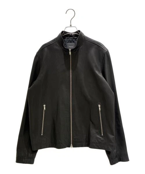 ジャケット・アウター Theory sheep leather jacket black Black Leather Casual Moto Jacket | Theory