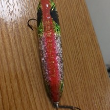 Doraku Kunet Snake Dancer Hard Topwater Lure Red Green Silver 10cm Used