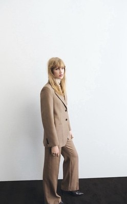 Mango Women's Straight Wool-Blend Suit Pants - Medium Brown