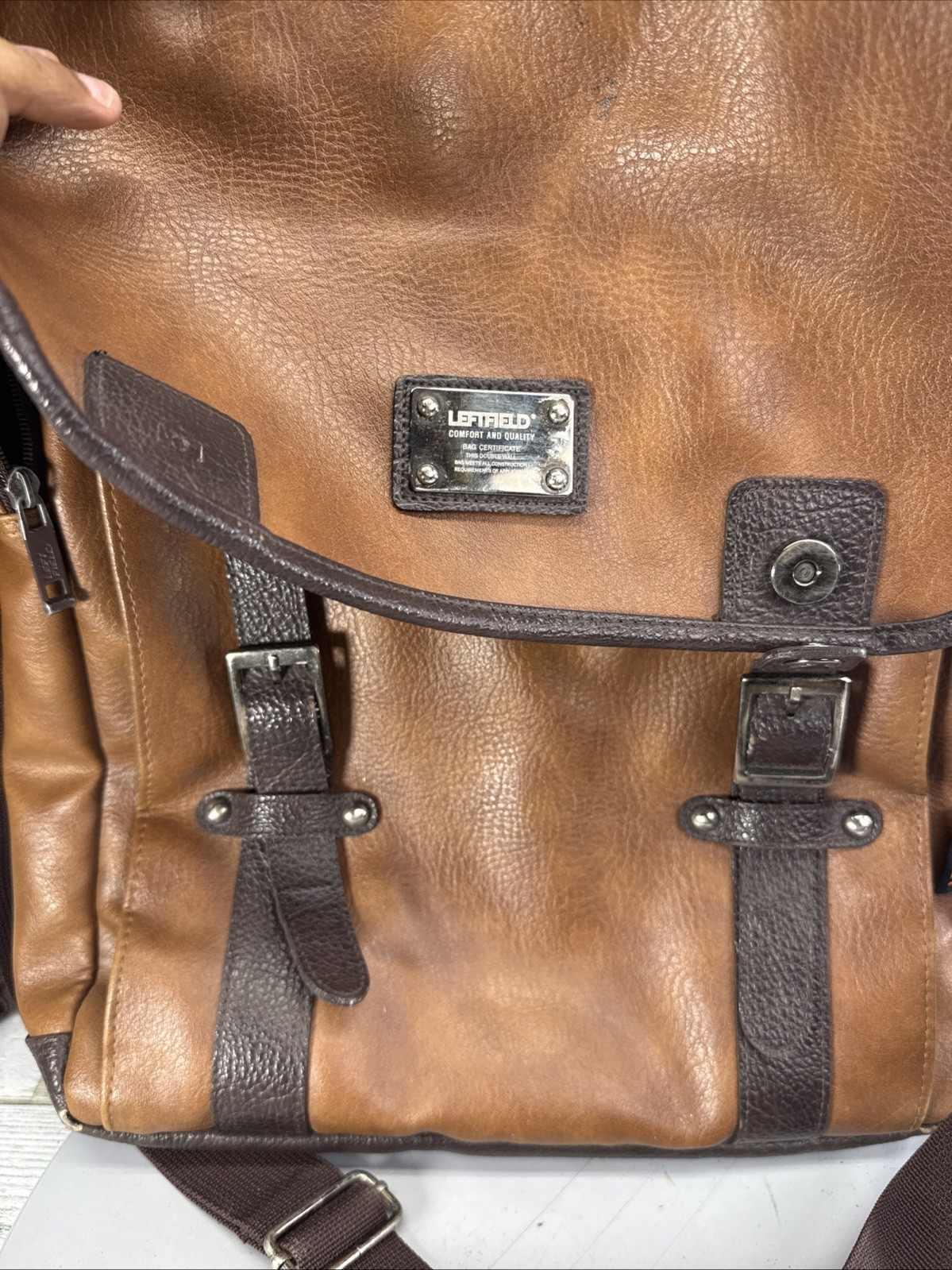 Left Field Backpack Leather Brown . Missing One S… - image 6