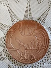 Frankoma Pottery 94TR Rooster Chicken Trivet Plate Glazed Brown Cream 6.5"