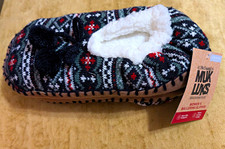 MUK LUKS Women  s Ballerina Slippers Faux Fur Lined Bow Non-Slip 8-10 L/XL