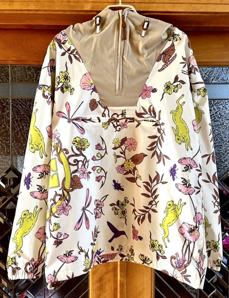 TORY BURCH ANORAK JACKET HALF-ZIP NYLON NEW IVORY MEADOW SZ US M NWT - Image 3 of 4