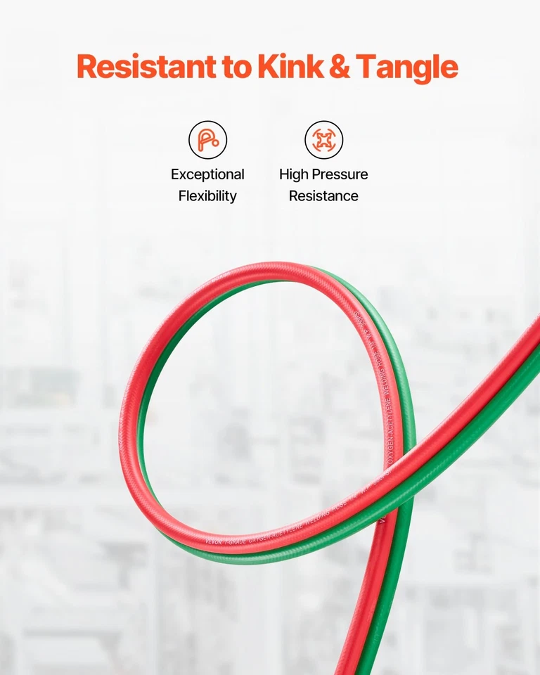 Manguera de oxígeno acetileno, manguera de oxiacetileno de 1/4 pulgadas x 100 pies con montaje B de 9/16"-18, 300 Foto 4 de 4