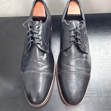 Men's Black Leather Cap Toe Brogue Oxford Dress Shoes Lace Up