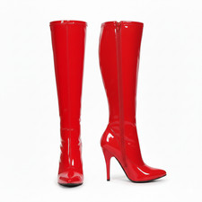 Womens knee high stiletto heel boots,stretch kinky fetish pointed toe style Boot