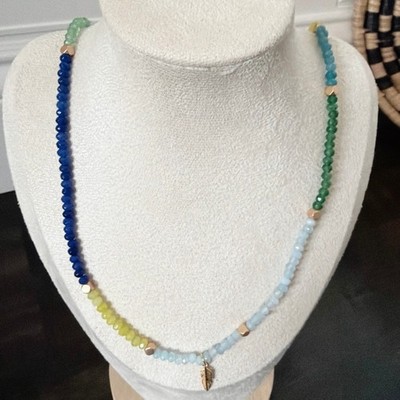 Second Bloom Studio Artisan Made Rainbow Agate Wrap Necklace 24'' Bracelet Gold