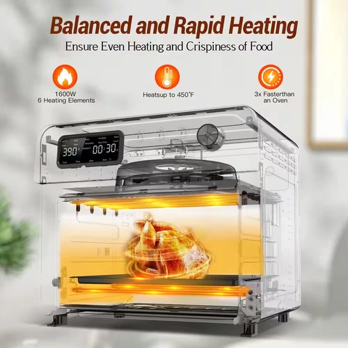 13-Function-In-1 23.3 Qt. Stainless Steel Countertop Air Fryer with Rotisserie, - Picture 6 of 12