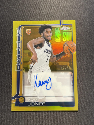 2025-26 Topps Chrome Autograph Kam Jones RC Rookie Gold Refractor 47/50 XV44