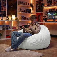 Extra Large Corduroy Bean Bag | Filled Lounging Chair | 102x102x92 cm