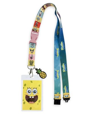 SpongeBob SquarePants Lanyard With Badge ID Holder and 2'' Pineapple Rubber Charm