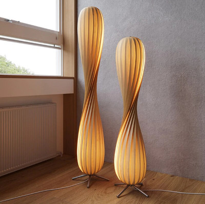 Japanese Wabi Sabi Wood Twist Floor Lamp Antique Art Light Pendant Home Fixture