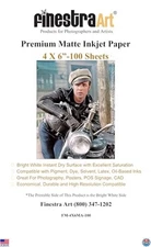 100 Sheets 4" x 6" Premium Arctic Matte Inkjet Photo Paper, High Quality Prints