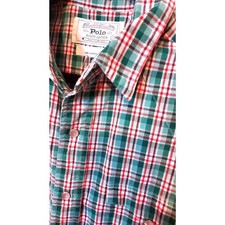 Polo Ralph Lauren Dungarees Vintage Mens L Plaid Western Shirt Pearl snaps