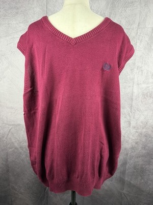 CHAPS Ralph Lauren Pullunder Herren L Bordeaux V-Ausschnitt 100% Baumwolle 006