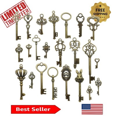 Elegant 46-Pc Antique Bronze Skeleton Keys - Ideal for Personalized Creations