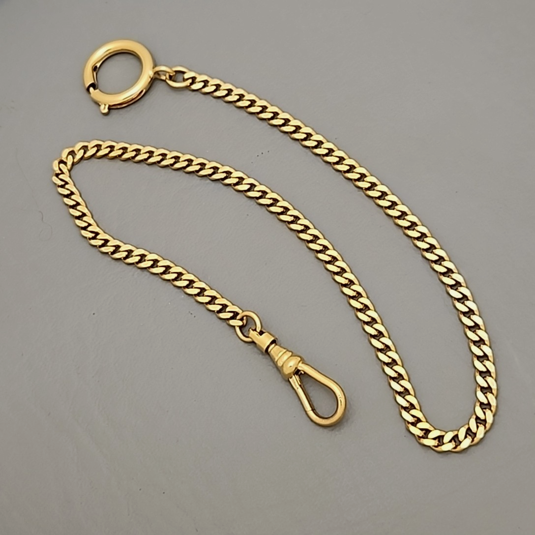 Vintage Gold Tone Watch Chain with Swivel Clasp and Large Spring Ring 14 Inch