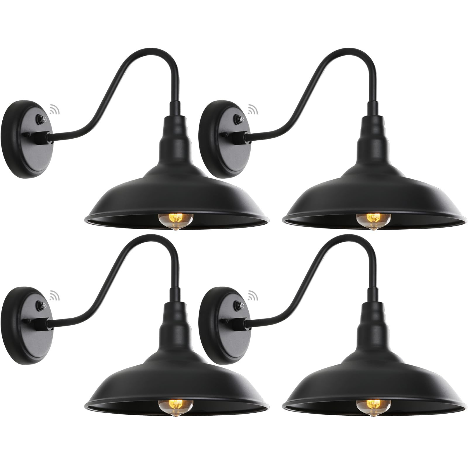 14 Inch Large Dusk to Dawn Outdoor Gooseneck Barn Light Fixture for Garage, 4...