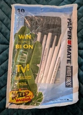 Vintage Papermate Double Heart Write Brothers 10 Med Point Capped Black Pens NEW