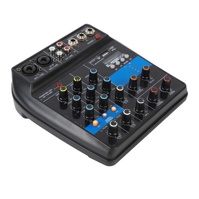 US Plug Audio Mixer USB 4 Channel Stereo Line Mixer Professional Stage Equipment