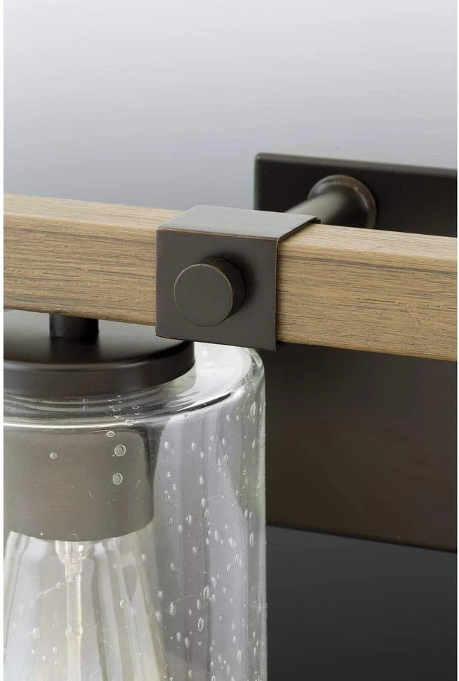 Barnes Mill Collection 2-Light Clear Seeded Glass Farmhouse Bath Vanity Light An - Image 3 of 4