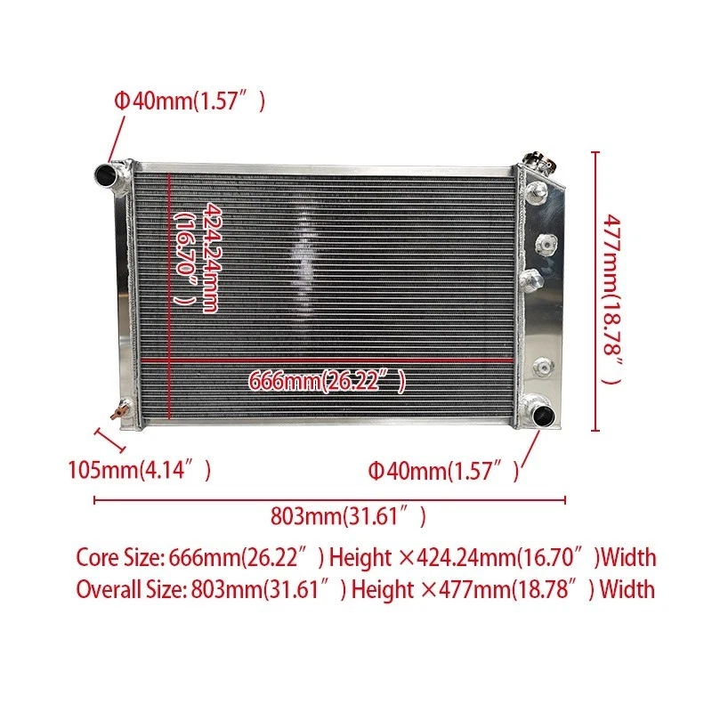 Radiador de aluminio de 3 filas para Chevy Camaro 1970-1981 1978-1987 Monte Carlo DPI#162 Foto 3 de 4