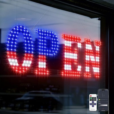 Electric Jumbo Open Sign 30x10 LED Timer Remote Control Store Open Closed Sign