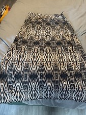 Wallis Skirt Size M Black Beige Geometric Aztec Print Midi A-Line Elastic Waist