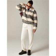 J.Crew Jacquard-print Sherpa Half-zip Fleece Pullover size XS
