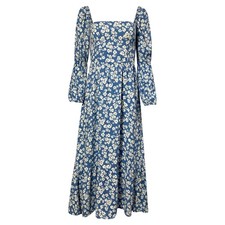 Reformation Floral Print Midi Dress In Blue Viscose Women Light Blue Size 2