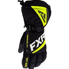 FXR Fuel Snowmobile Gloves Thinsulate Leather Palm Waterproof Race Black/Hi-Vis