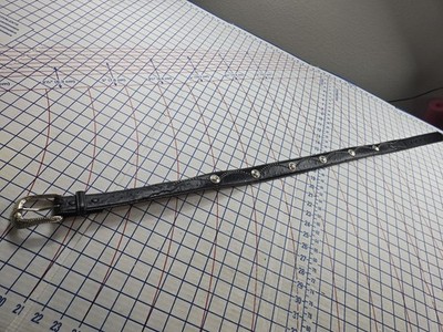 ROGERS-WHITLEY Mens Size 40 Black Leather Belt Western Silver Accents Used Good