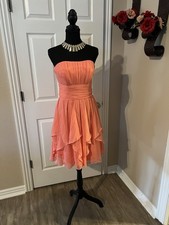 David’s bridal orange strapless ruffle sundress  Size 2 XS wedding