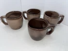 Frankoma Flat Bottom 5C Cups Mugs Set of 4 Plainsman Brown Satin Glaze Coffee