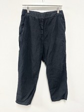 Nili Lotan Cotton Linen Blend Black Wide Leg Summer Pants Size Small Made In USA