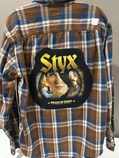 Styx Flannel custom upcycled flannel brown blue unisex large
