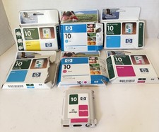 Lot of 7 HP 10 Ink Cartridges Cyan-3,Yellow-1 ,Magenta-3, OPENBOX-UNUSED EXPIRED