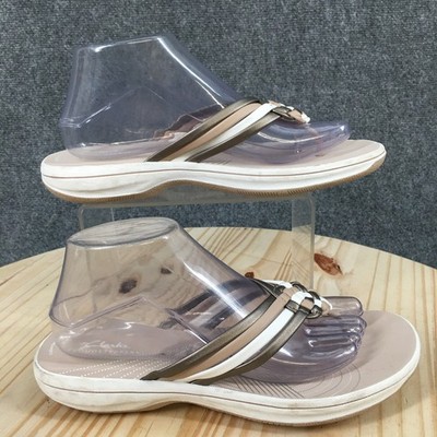 Clarks Sandals Womens 9 M Breeze Coral Thong Flip Flops 26166960 Beige White