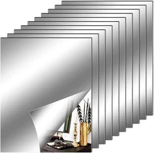 10 Flexible Self-Adhesive Mirror Sheets, Non-Glass Tiles (8X10 Inch), 10 Pieces