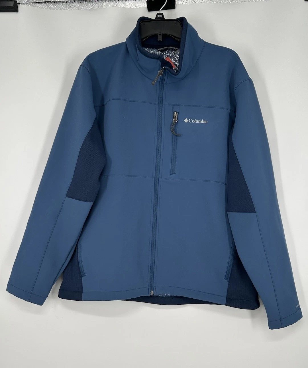 Columbia Ascender Softshell Jacket Omni Heat Full Zip Up Soft Shell Blue Mens XL