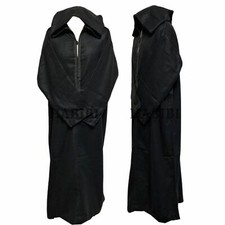 Moroccan Black Wool Blend Long Sleeves Hooded Thobe Djellaba