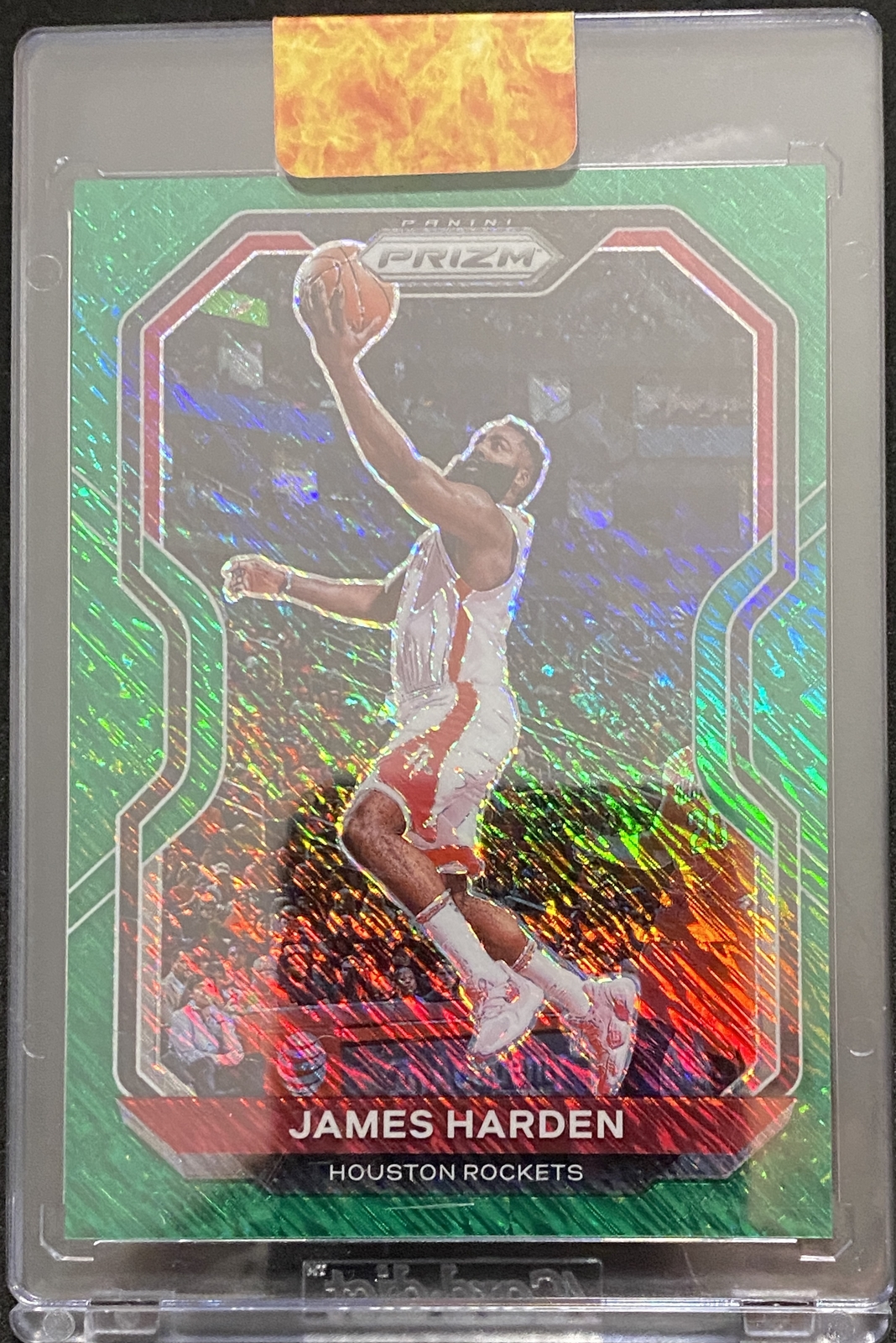 2020-21 Panini Prizm James Harden Green Shimmer Prizms #/5 #112