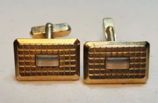 Vintage Sanek Gold Toned With Gray In the Middle Cufflinks