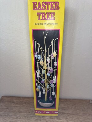 Spring Tree 18'' in Tall With 23 Wood Ornaments EASTER Decor in Original Box