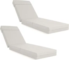 SLSY 2 Pcs Chaise Lounge Cushions Outdoor Waterproof Outdoor Furniture Cushion