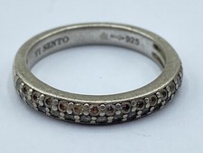 Sterling Silver & Faceted Cubic Zirconia Ring Signed Ti Sento Size O 1/2 (J562)