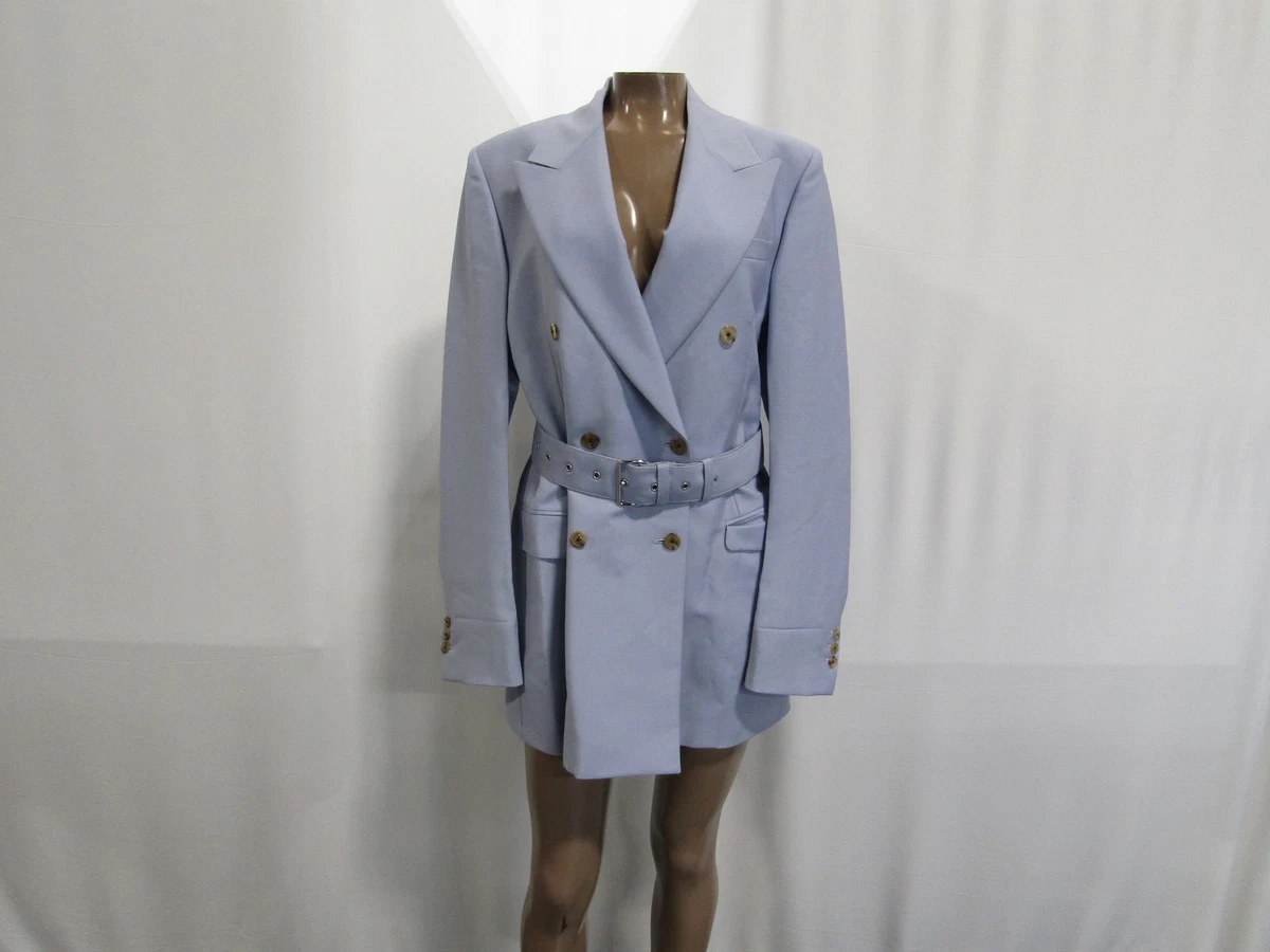 Prada Women's US 4 Kid Mohair Belted Double-Breasted Blazer in Periwinkle  Blue | eBay